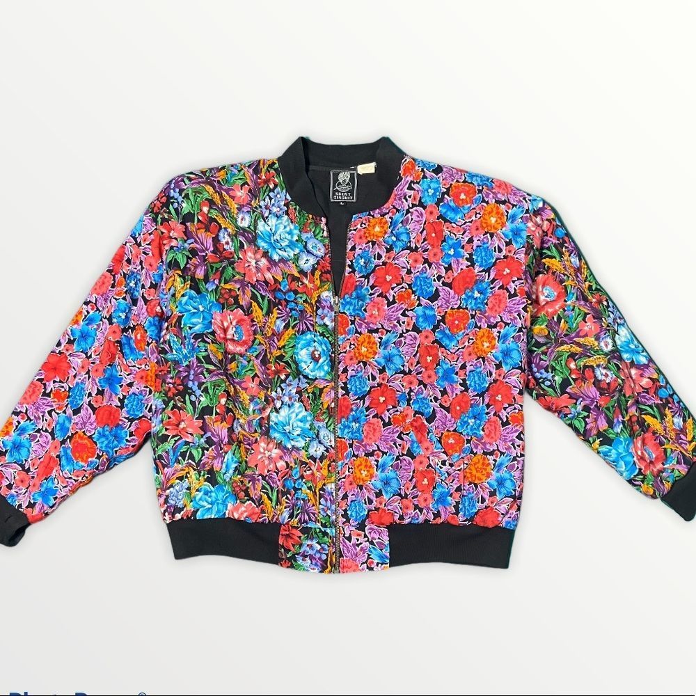 Vintage Short Circuit Bright Floral Bomber Jacket